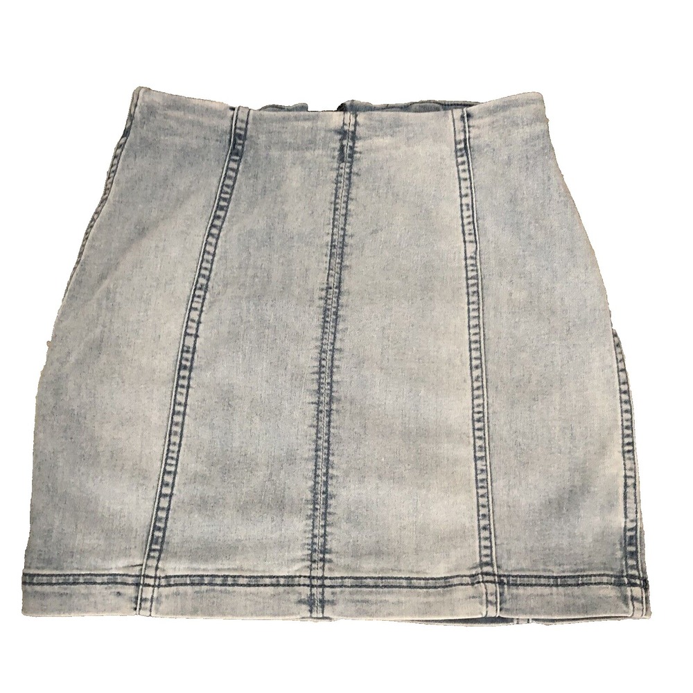 Free People FP Denim Stretch‎ Pencil Zip Skirt sz 2